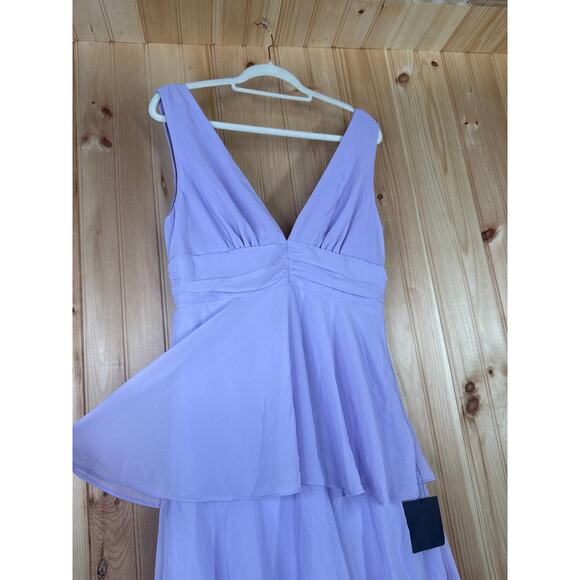 NWT Lulus Celebration Time Lavender Sleeveless Tiered Midi Dress Cocktail Sz L - Picture 5 of 8